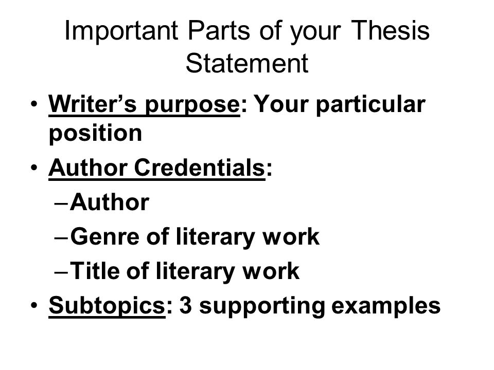 Parts of a Thesis Sentence